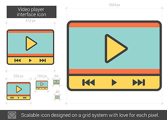 Image showing Video player interface line icon.