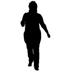 Image showing Black silhouettes of beautiful woman on white background. illustration