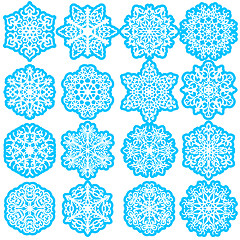 Image showing Set snowflakes icons on white background, illustration