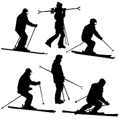 Image showing Set mountain skier speeding down slope. sport silhouette