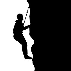 Image showing Black silhouette rock climber on white background. illustration