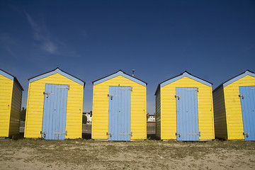 Image showing Bright beach huts