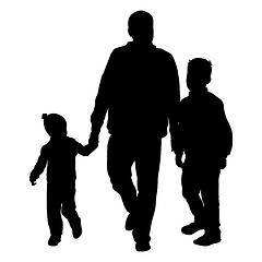 Image showing Silhouette of happy family on a white background. illustration.