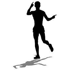 Image showing Silhouettes. Runners on sprint, men. illustration