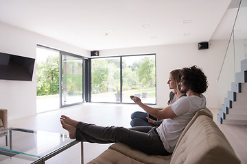 Image showing young couple relaxes in the living room