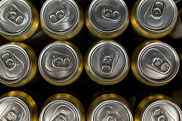 Image showing close up of cans with drinks