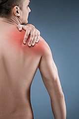Image showing Man with pain in shoulder