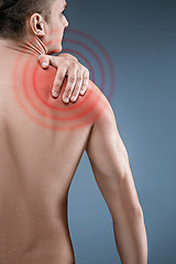 Image showing Man with pain in shoulder