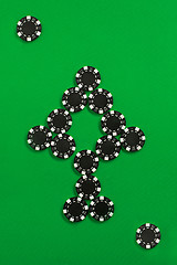 Image showing The poker chips on green background