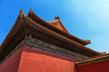 Image showing Traditional Chinese building under blue sky