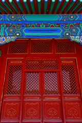 Image showing Gateway with red Chinese doors