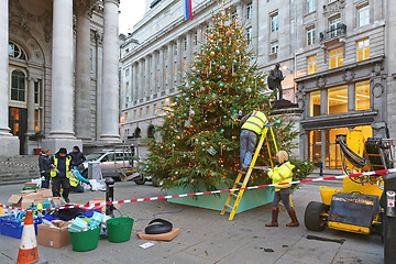 Image showing Decorating Christmas Tree in City