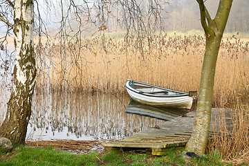 Image showing View on a beautiful  lake in scandinavia in denmark 