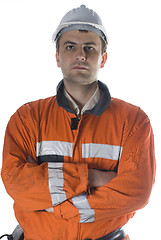 Image showing Serious worker portrait isolated on white