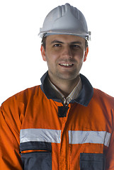 Image showing Smiling worker isolated on white