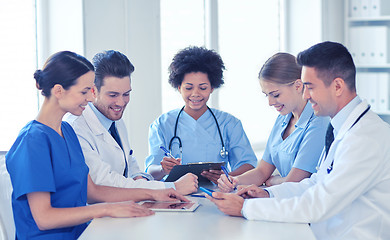 Image showing group of happy doctors meeting at hospital office