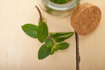 Image showing fresh mint leaves on a glass jar