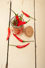 Image showing red chili peppers on a glass jar