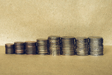 Image showing Vintage Euro coins pile