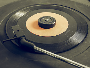 Image showing Vintage looking Vinyl record on turntable