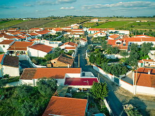 Image showing Aerial View Red Tiles Roofs Typical Village