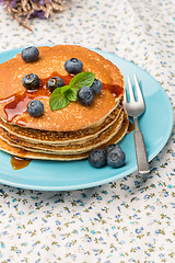 Image showing Pancakes with fresh blackberries