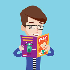 Image showing Man reading magazine vector illustration.