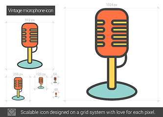 Image showing Vintage microphone line icon.