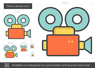 Image showing Retro camera line icon.