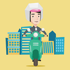 Image showing Man riding scooter in the city vector illustration