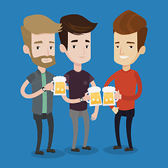 Image showing Group of friends enjoying beer at pub.