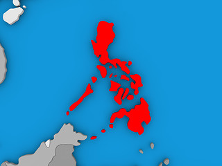 Image showing Philippines in red on globe