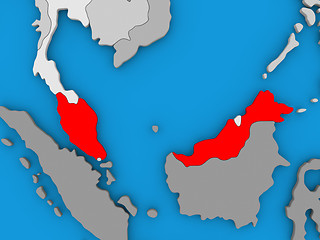 Image showing Malaysia in red on globe