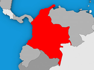 Image showing Colombia in red on globe