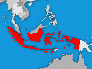 Image showing Indonesia in red on globe