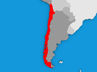 Image showing Chile in red on globe