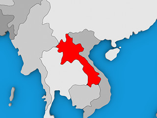 Image showing Laos in red on globe