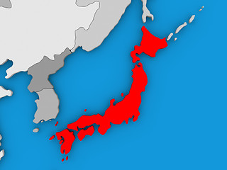 Image showing Japan in red on globe