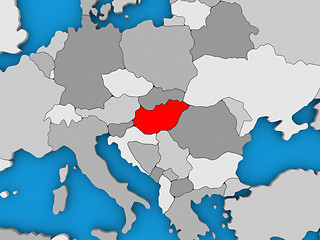 Image showing Hungary in red on globe