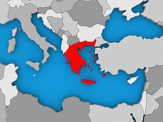 Image showing Greece in red on globe