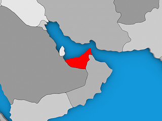 Image showing United Arab Emirates in red on globe