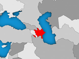 Image showing Azerbaijan in red on globe