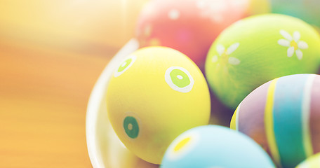 Image showing close up of colored easter eggs on plate