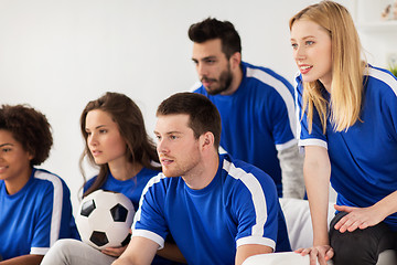 Image showing friends or football fans watching soccer at home
