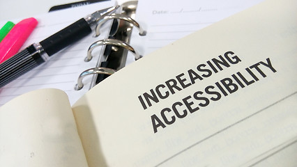 Image showing Increasing accessibility printed on white book