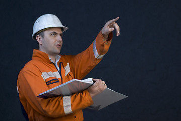 Image showing Engineer giving orders