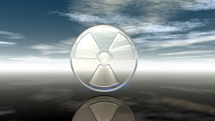 Image showing nuclear symbol under cloudy sky - 3d illustration