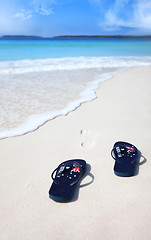 Image showing Australian flag thongs beach vacation celebration