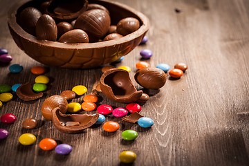 Image showing Assorted chocolate eggs for Easter