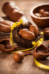 Image showing Assorted chocolate eggs for Easter